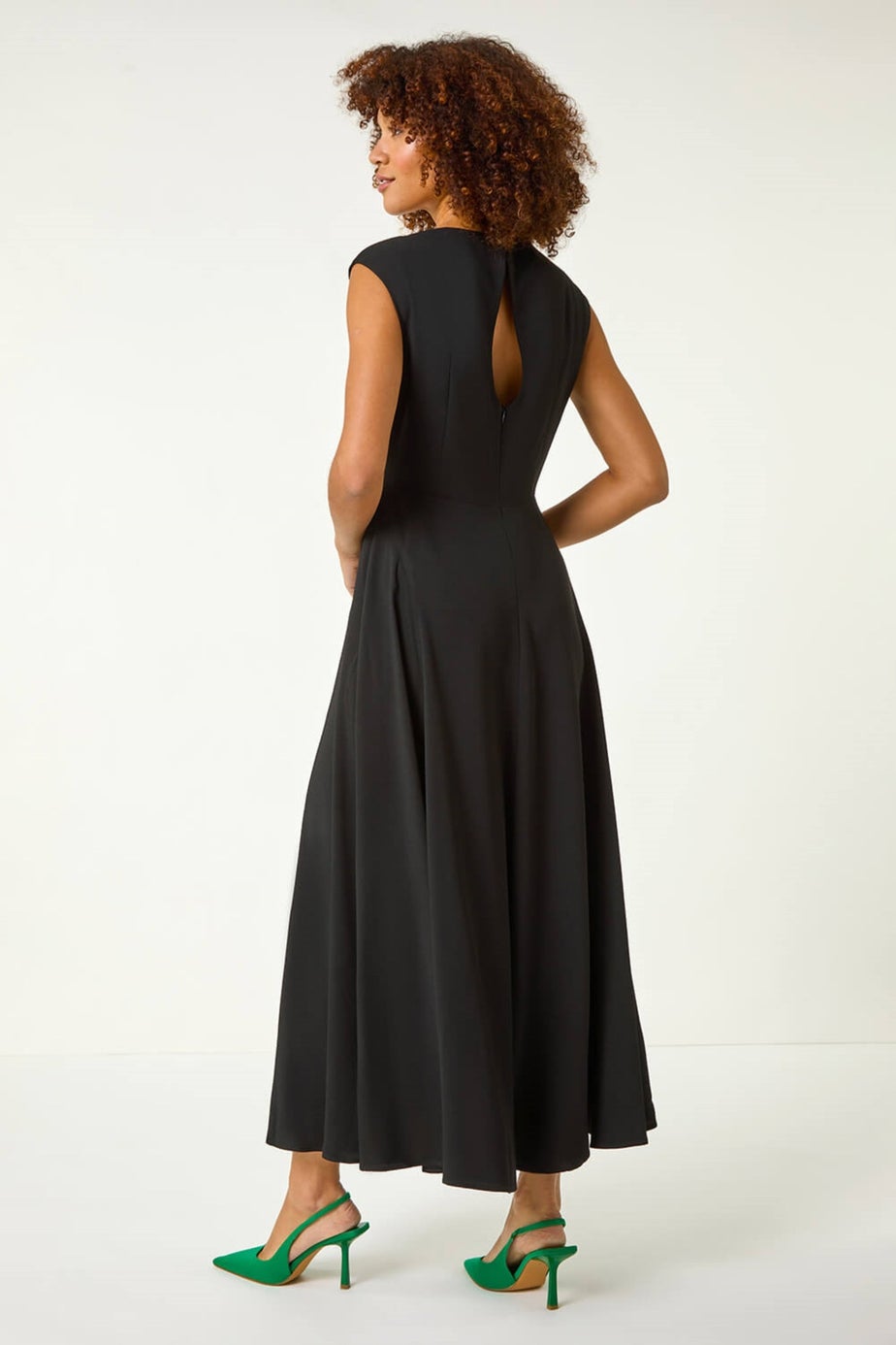 Roman Black Fit & Flare Maxi Dress
