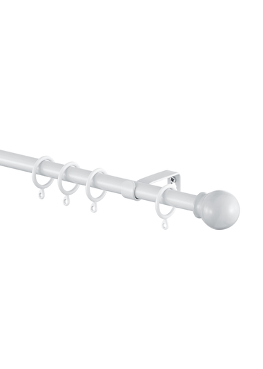 Little Black Book White Extendable Ball Curtain Pole