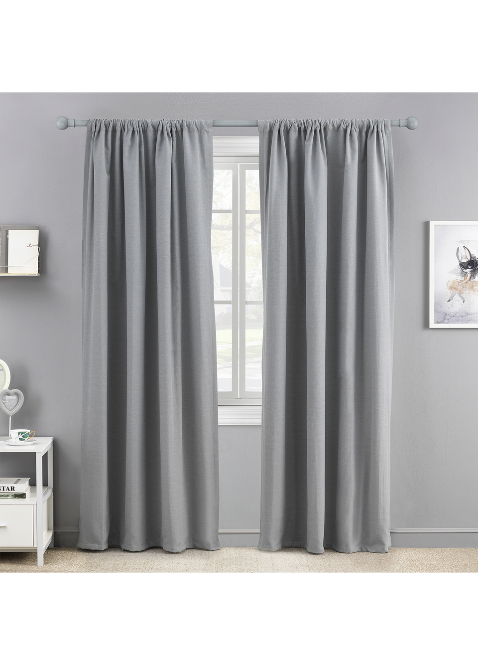 Little Black Book Grey Extendable Ball Curtain Pole