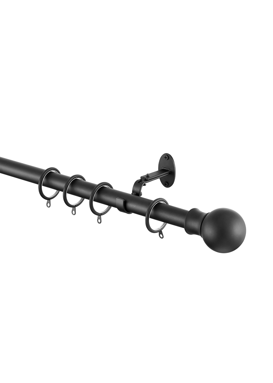 Little Black Book Matt Black Extendable Ball Curtain Pole