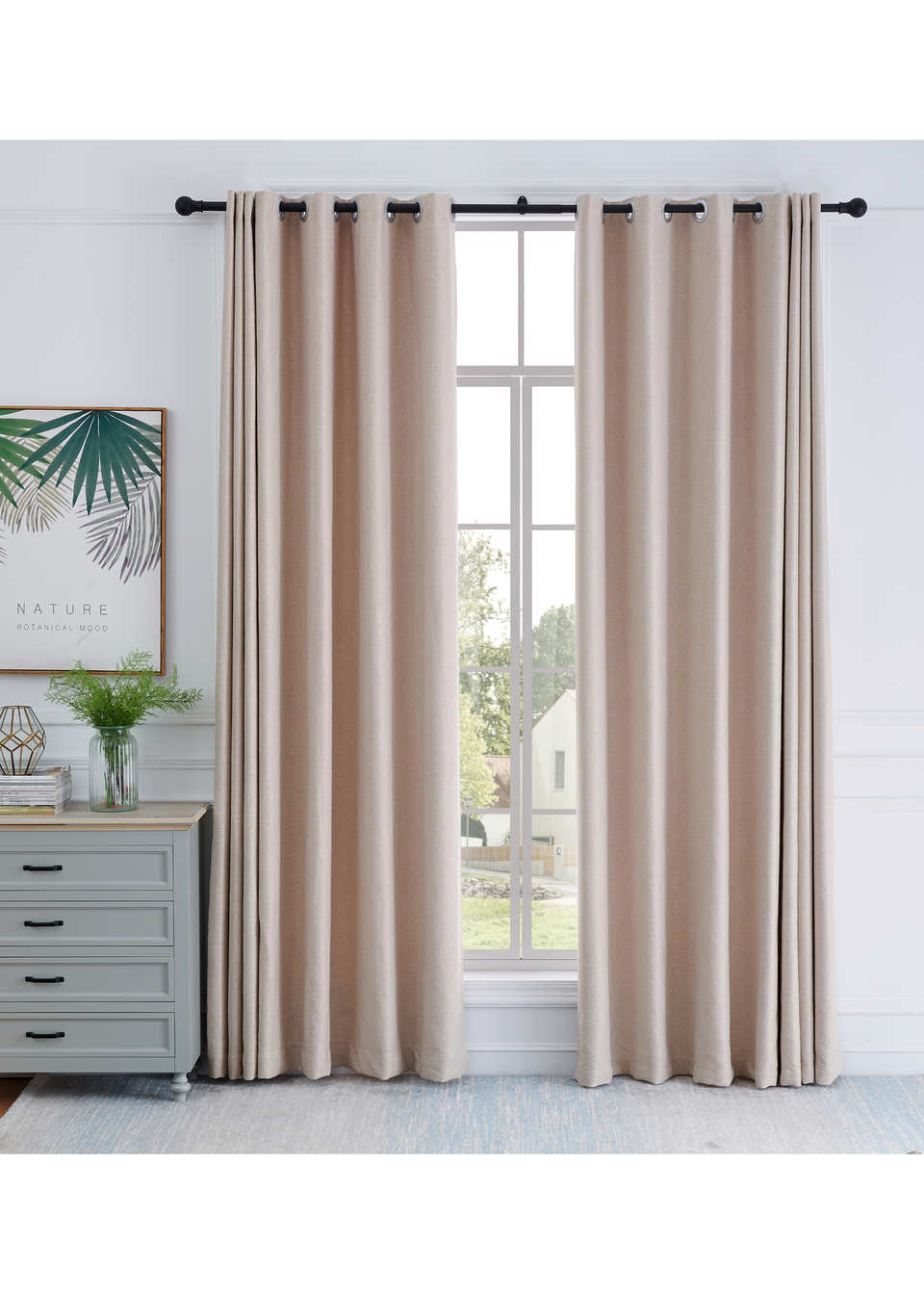 Little Black Book Matt Black Extendable Ball Curtain Pole