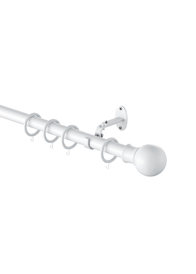 Little Black Book Matt White Extendable Ball Curtain Pole