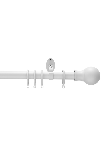 Little Black Book Matt White Extendable Ball Curtain Pole