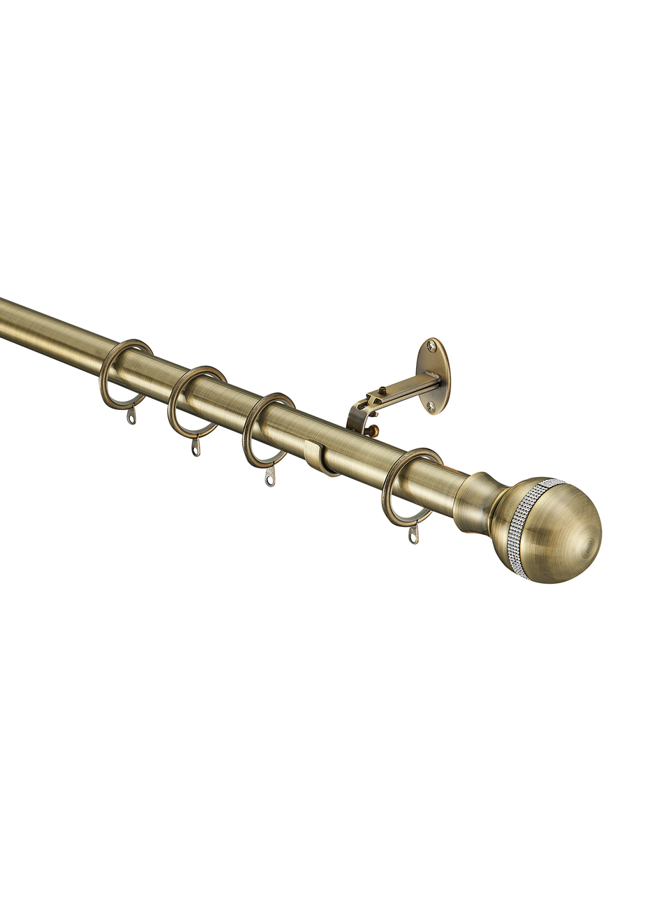 Little Black Book Antique Brass Extendable Diamante Ball Curtain Pole