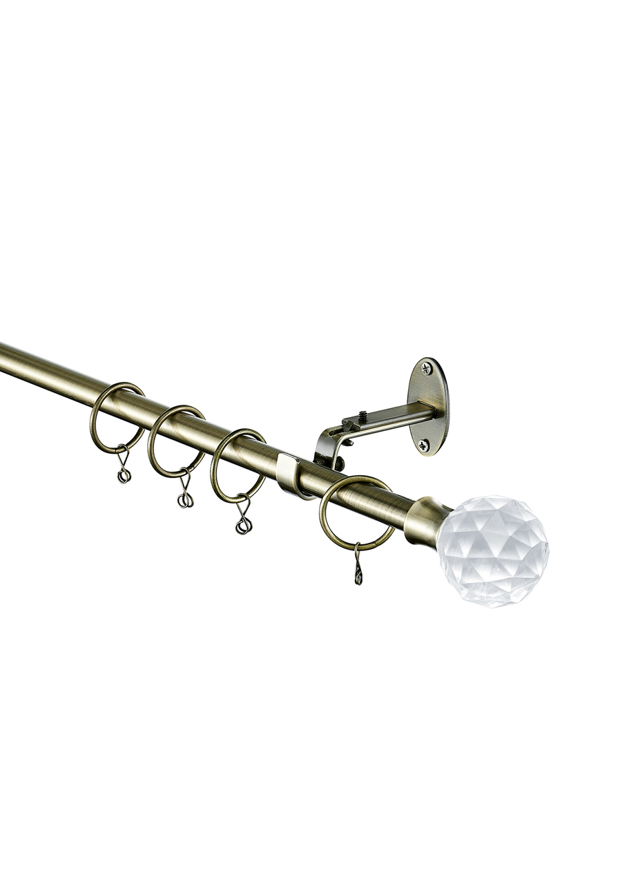 Little Black Book Antique Brass Extendable PS Faceted Ball Curtain Pole