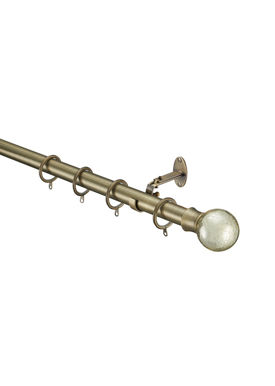 Little Black Book Antique Brass Extendable Metallic Crackle Glass Ball Curtain Pole