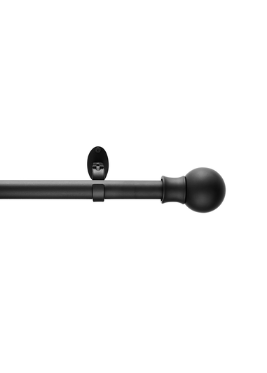 Little Black Book Matt Black Extendable Ball Eyelet Curtain Pole