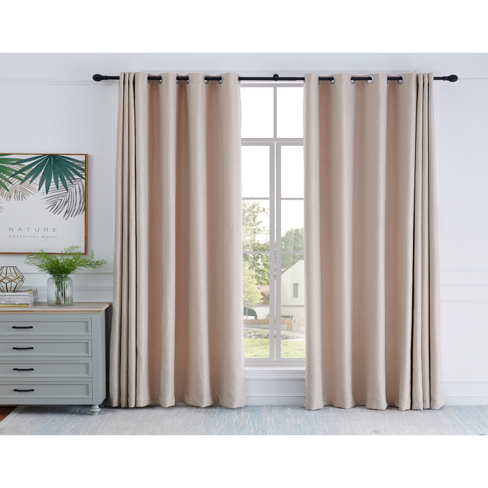 Little Black Book Matt Black Extendable Ball Eyelet Curtain Pole