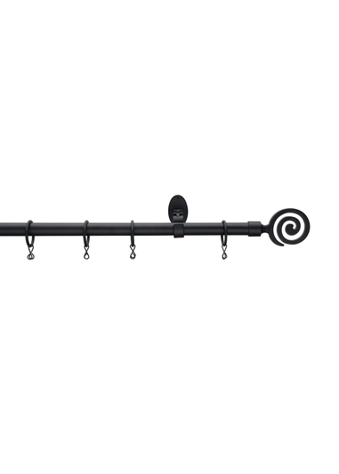 Little Black Book Matt Black Extendable Swirl Curtain Pole