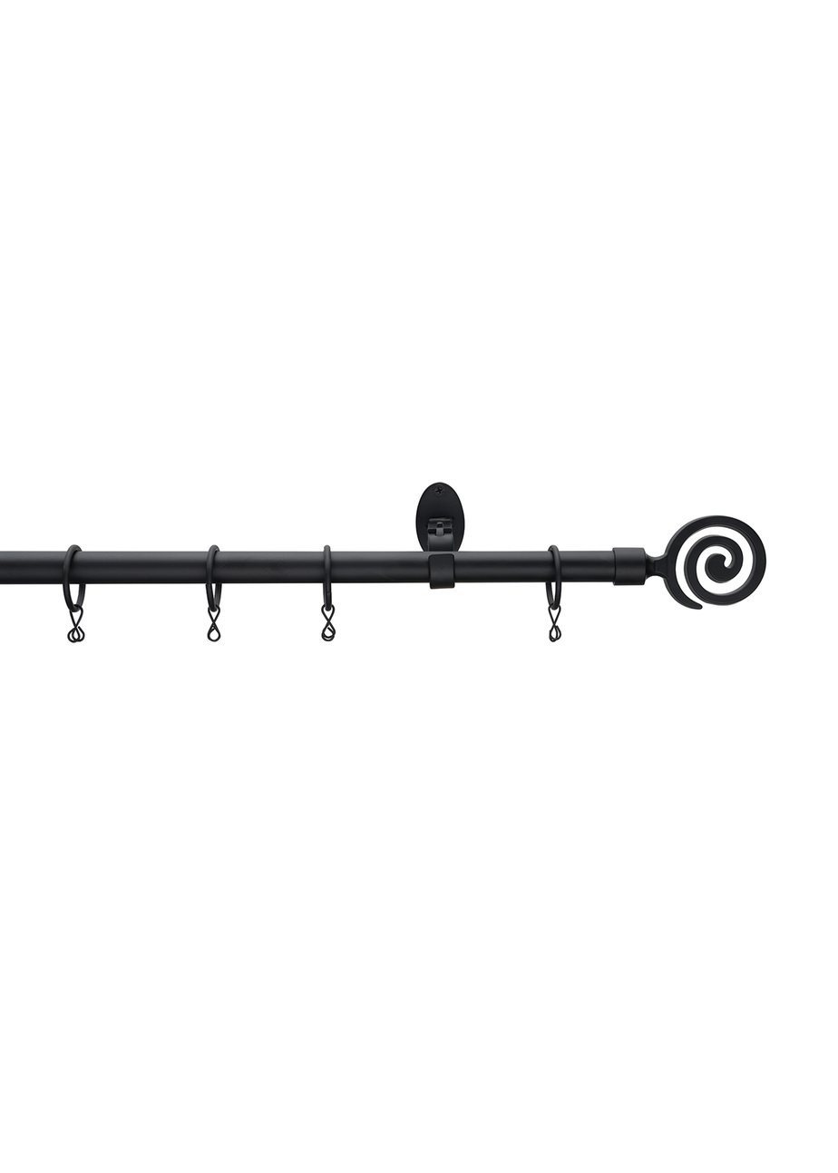 Little Black Book Matt Black Extendable Swirl Curtain Pole