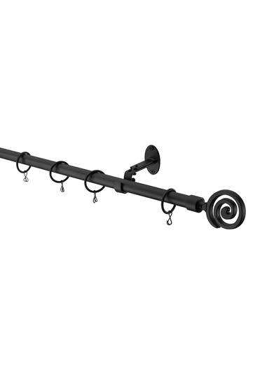 Little Black Book Matt Black Extendable Swirl Curtain Pole