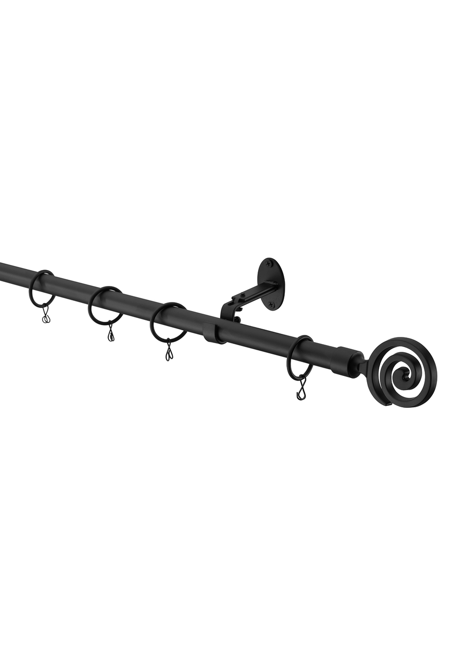 Little Black Book Matt Black Extendable Swirl Curtain Pole