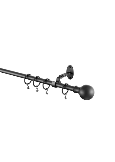 Little Black Book Matt Black Extendable Ball Curtain Pole