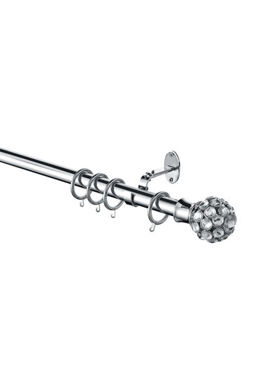 Little Black Book Chrome Extendable Jewelled Ball Curtain Pole