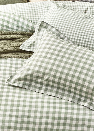 Yard Barton Gingham Check Forest Duvet Cover Set