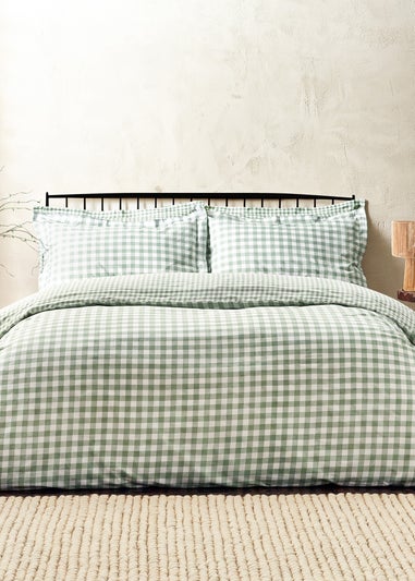 Yard Barton Gingham Check Forest Duvet Cover Set