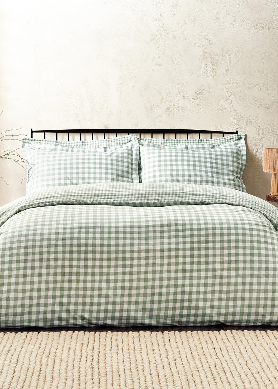 Yard Barton Gingham Check Forest Duvet Cover Set