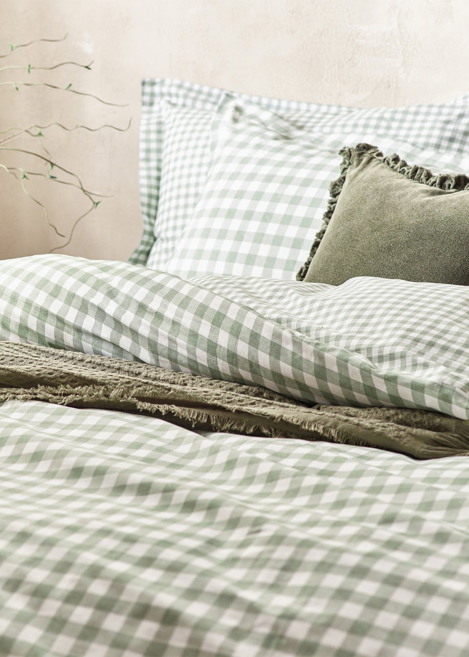 Yard Barton Gingham Check Forest Duvet Cover Set