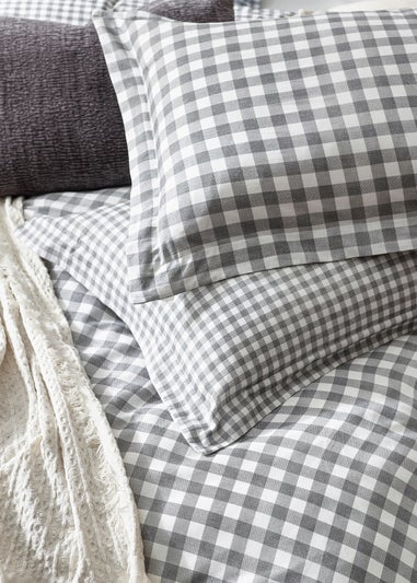 Yard Barton Gingham Check Grey Duvet Cover Set