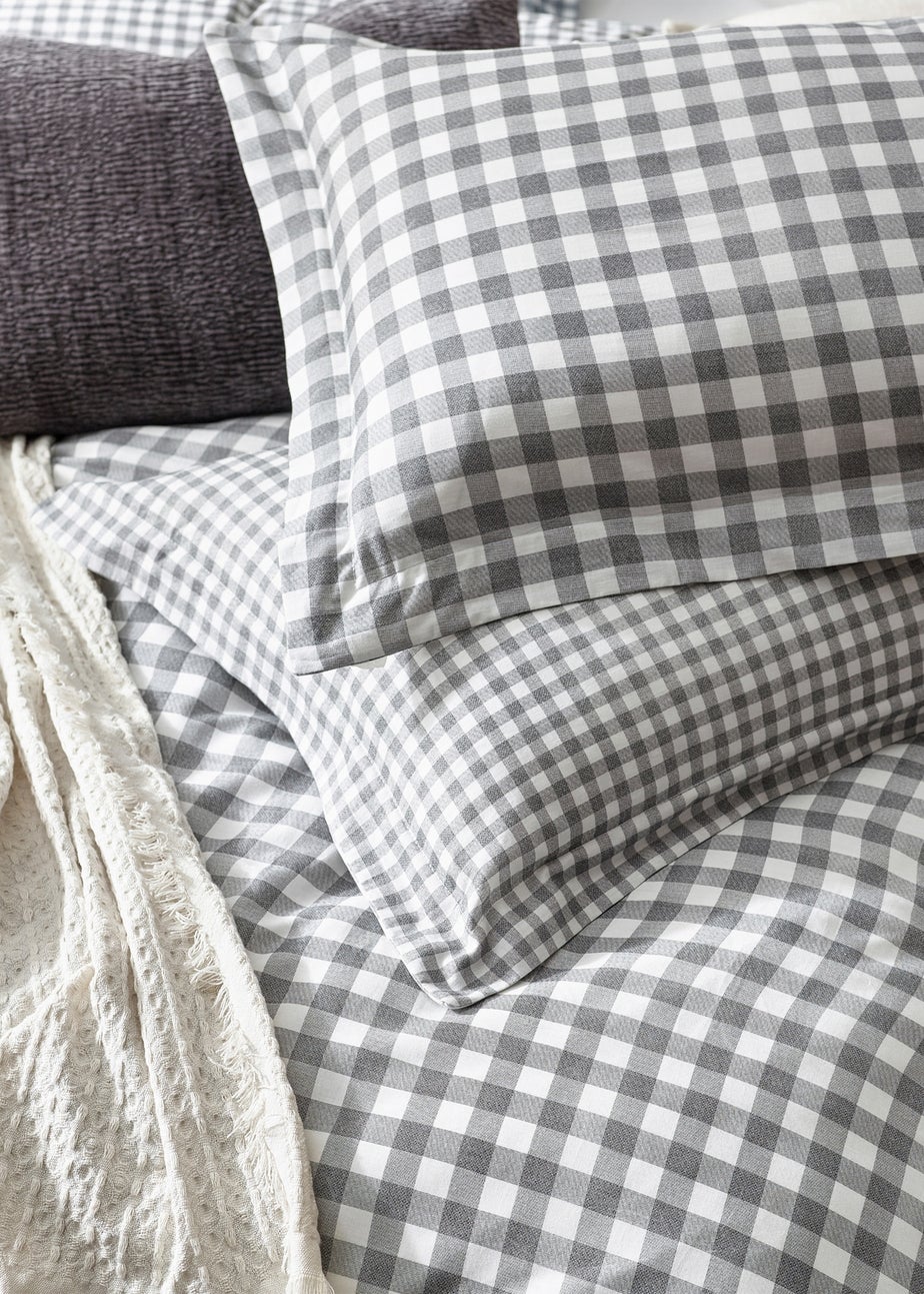 Yard Barton Gingham Check Grey Duvet Cover Set