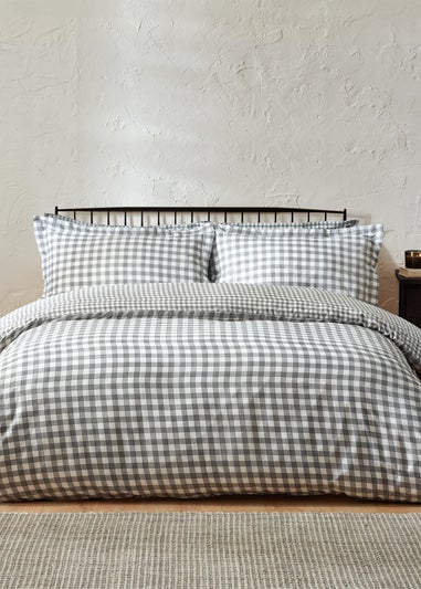 Yard Barton Gingham Check Grey Duvet Cover Set