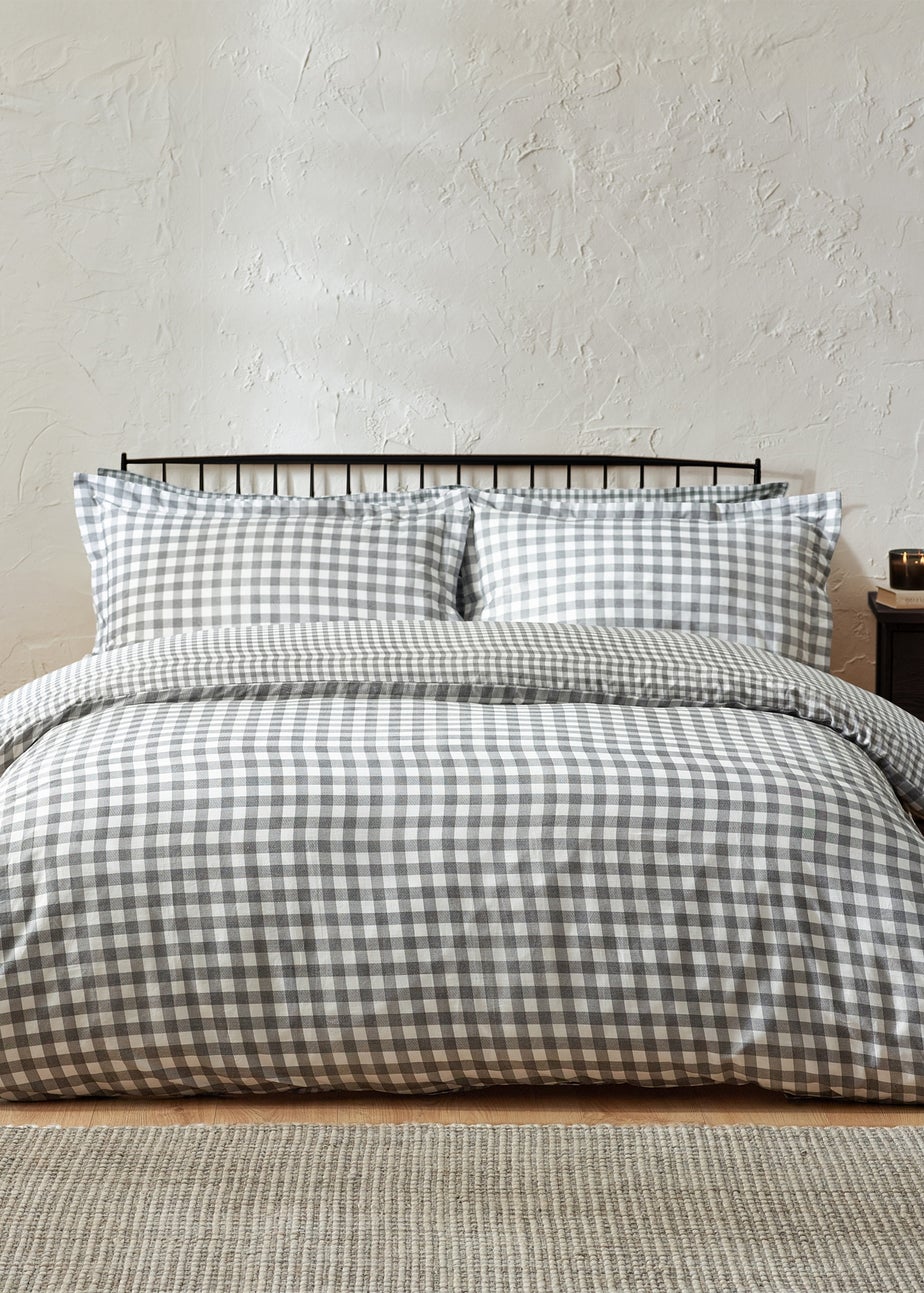 Yard Barton Gingham Check Grey Duvet Cover Set
