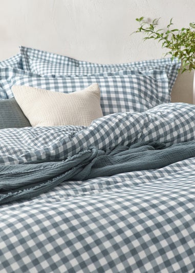 Yard Barton Gingham Check Navy Duvet Cover Set