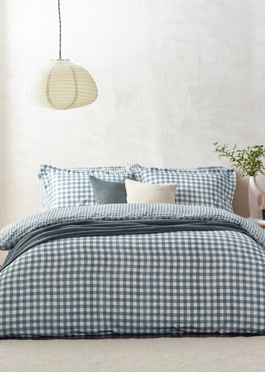 Yard Barton Gingham Check Navy Duvet Cover Set