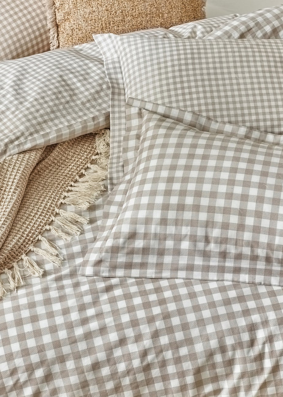 Yard Barton Gingham Check Natural Duvet Cover Set