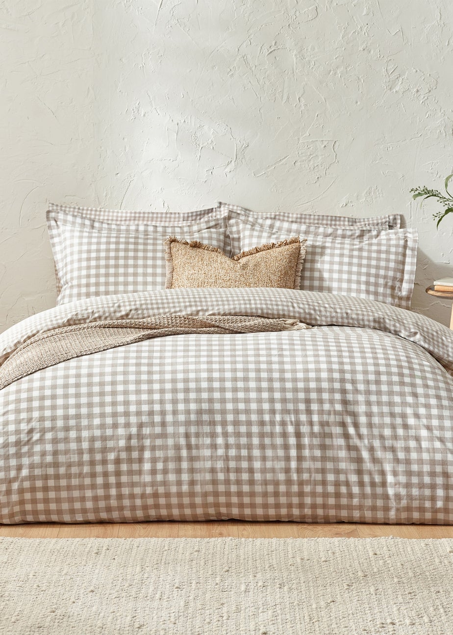 Yard Barton Gingham Check Natural Duvet Cover Set