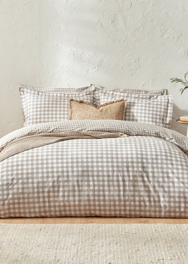 Yard Barton Gingham Check Natural Duvet Cover Set