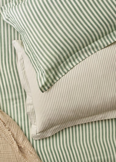 Yard Hebden Melange Stripe Cotton Forest Duvet Cover Set