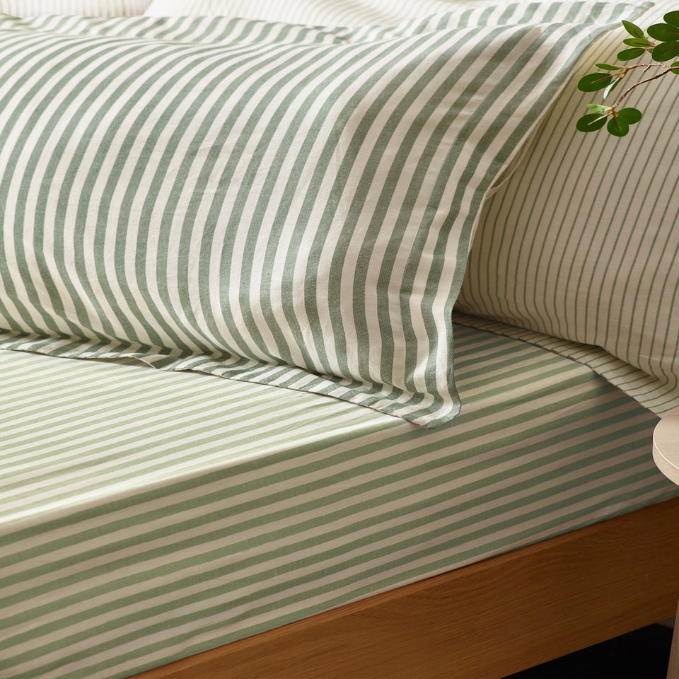 Yard Hebden Melange Stripe Cotton Forest Duvet Cover Set