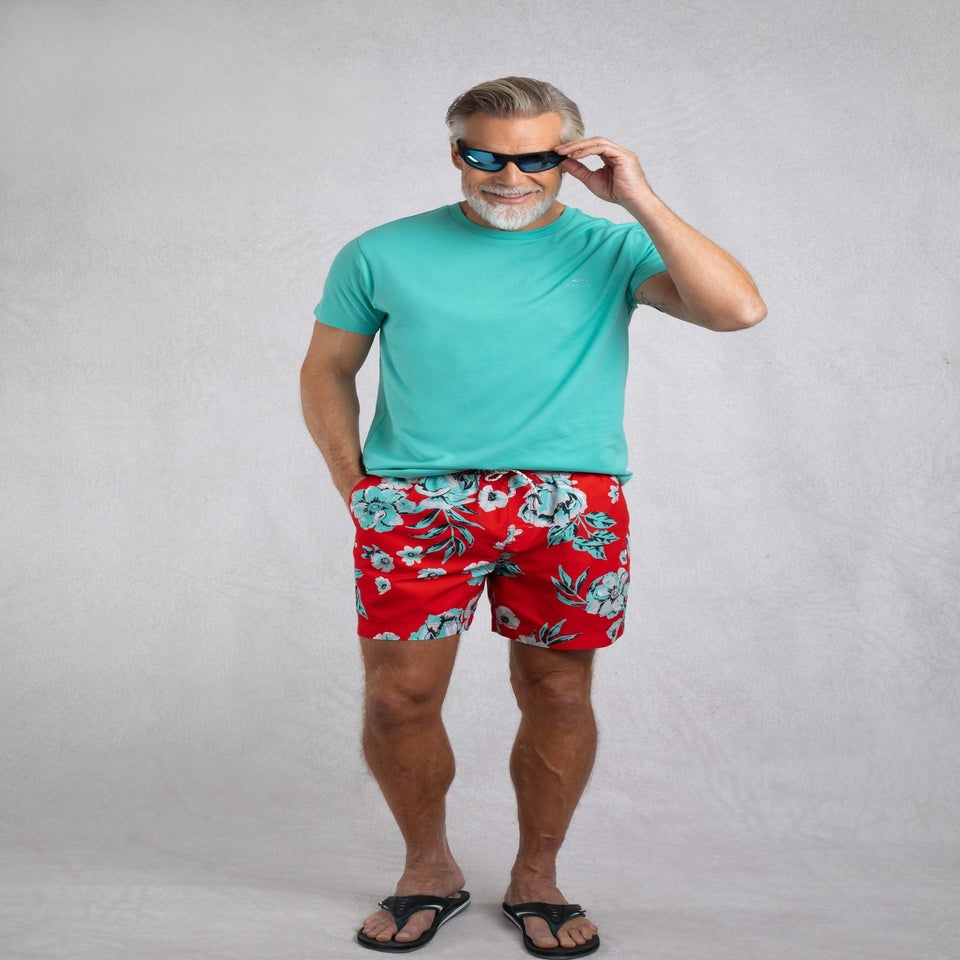 Weird Fish Retro Red Belukha Printed Swim Shorts