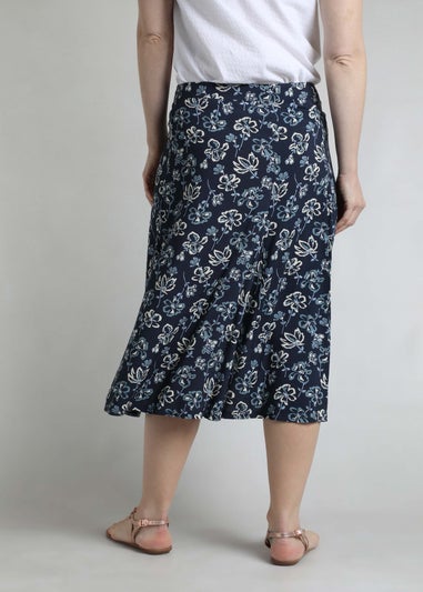 Weird Fish Black Iris Tiya Printed Midi Skirt
