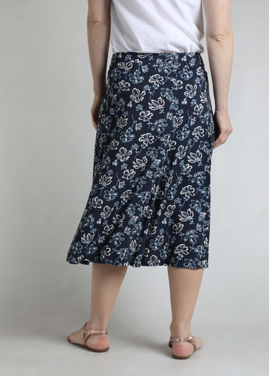 Weird Fish Black Iris Tiya Printed Midi Skirt