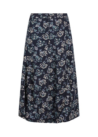 Weird Fish Black Iris Tiya Printed Midi Skirt