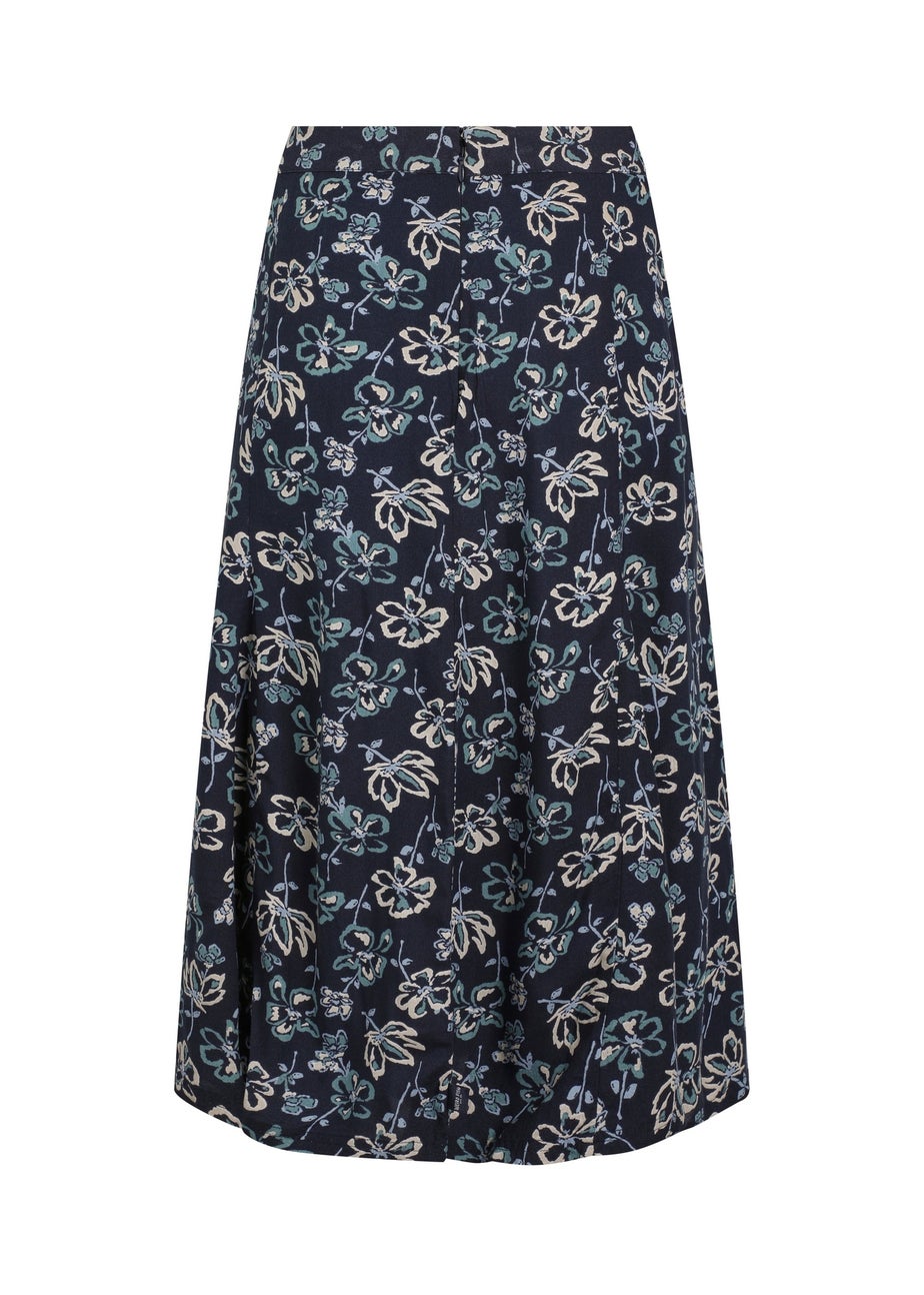 Weird Fish Black Iris Tiya Printed Midi Skirt