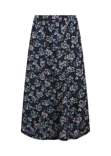 Weird Fish Black Iris Tiya Printed Midi Skirt