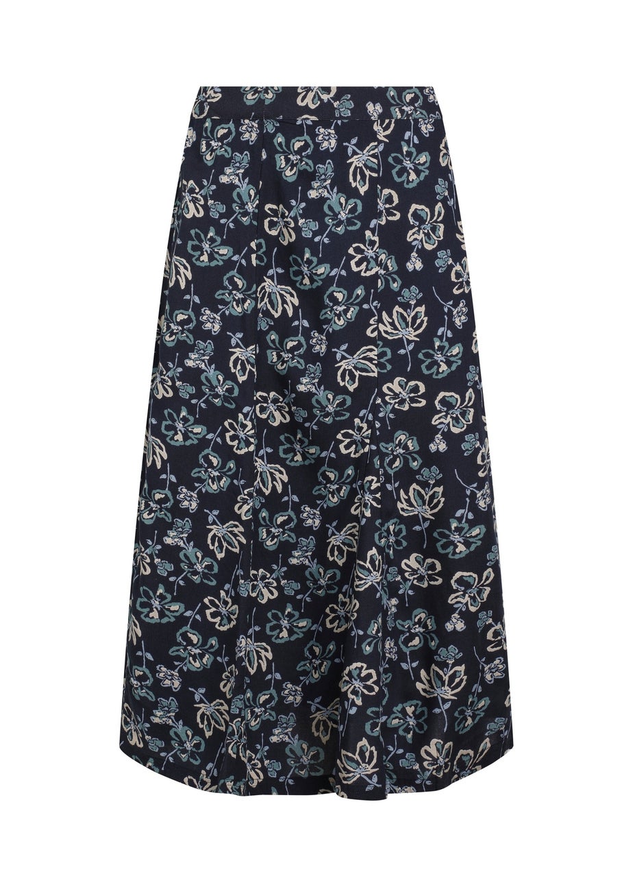 Weird Fish Black Iris Tiya Printed Midi Skirt