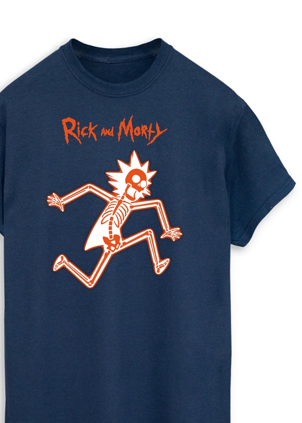 Rick & Morty Glowing Skeleton Men's Navy Graphic T-Shirt
