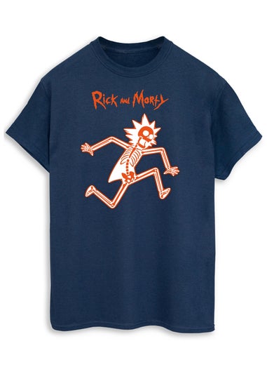 Rick & Morty Glowing Skeleton Men's Navy Graphic T-Shirt