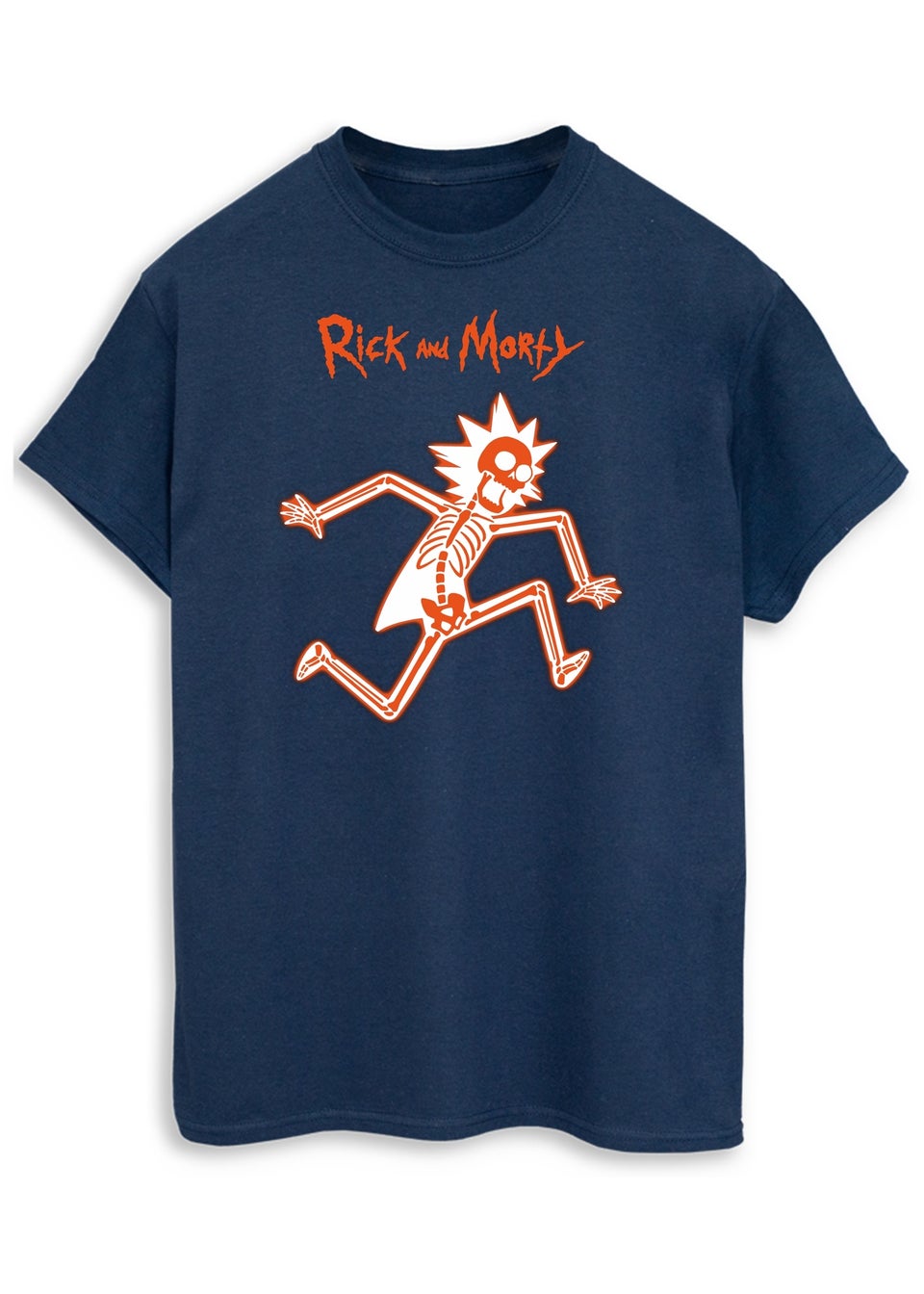 Rick & Morty Glowing Skeleton Men's Navy Graphic T-Shirt