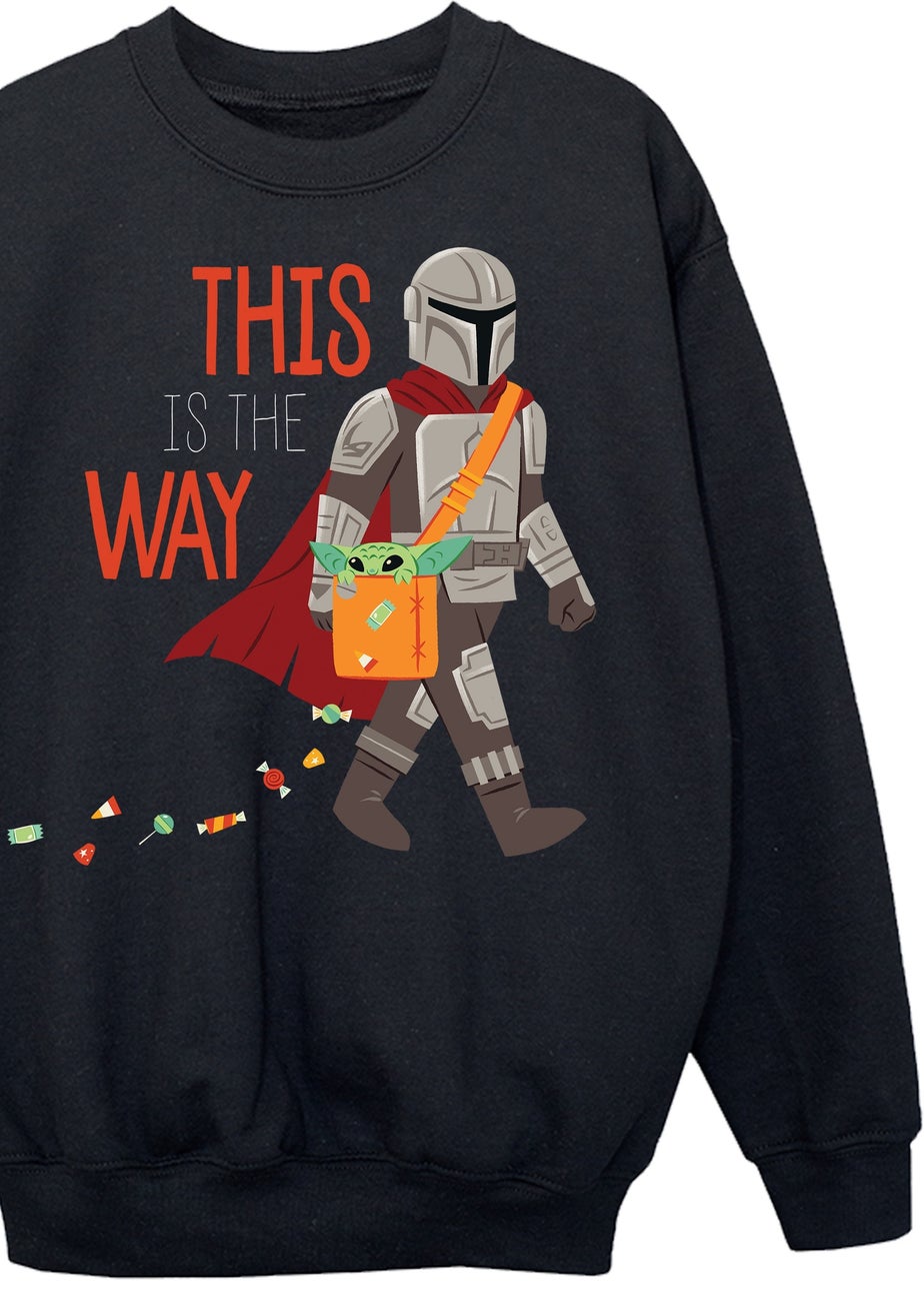 Star Wars Mandalorian This Is The Way Halloween Boys Black Graphic Sweatshirt (3-13 Years)