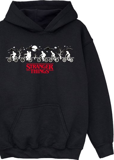 Stranger Things Bikes Girls Black Graphic Hoodie (7-13 Years)