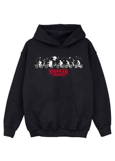 Stranger Things Bikes Girls Black Graphic Hoodie (7-13 Years)