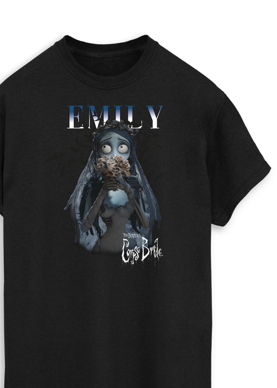 Corpse Bride Emily Homage Boyfriend Fit Women's Black Graphic Boyfriend Fit T-Shirt