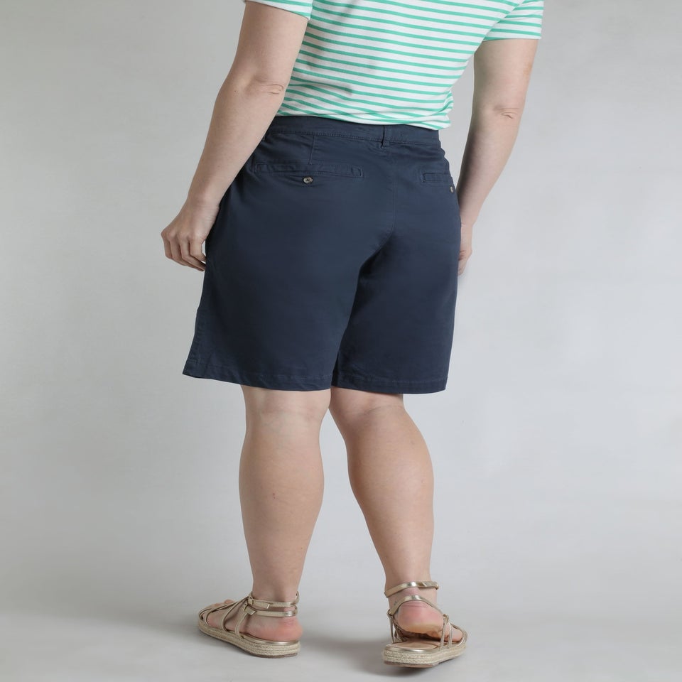 Weird Fish Navy Annalise Knee Length Chino Shorts