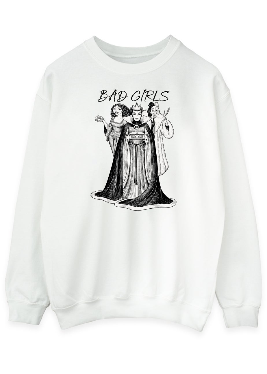 Disney Villains Bad Girls White Graphic Sweatshirt