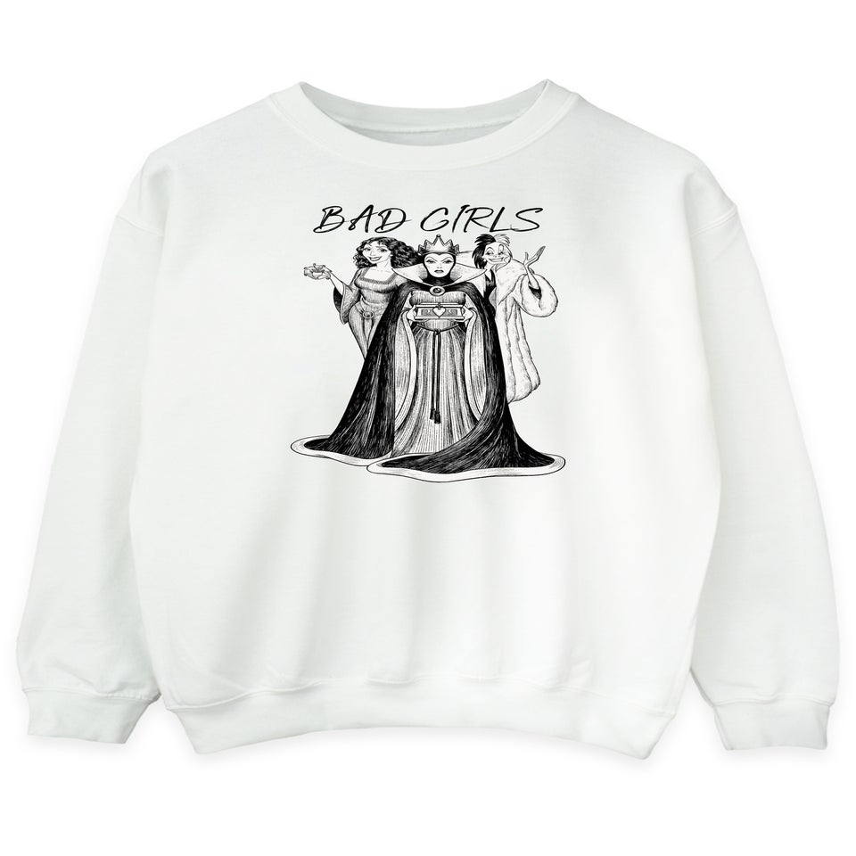 Disney Villains Bad Girls White Graphic Sweatshirt